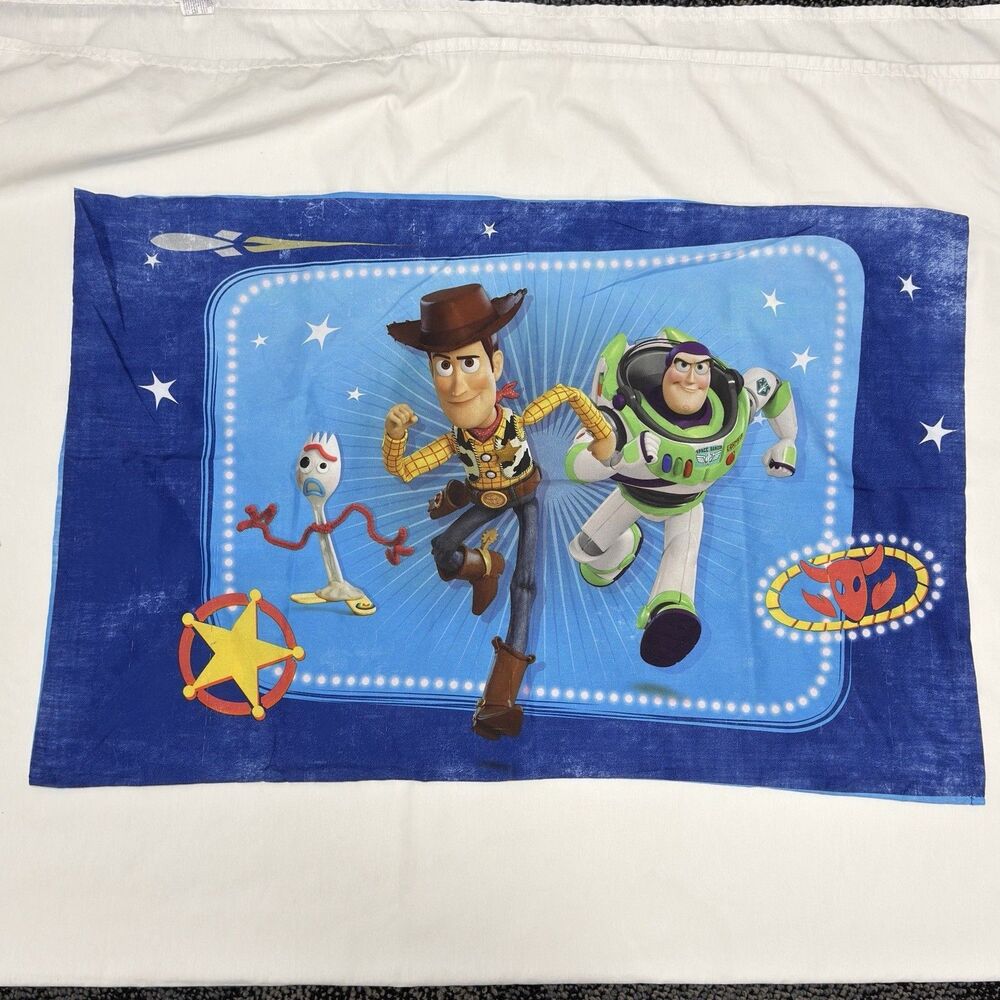 Disney Pixar Toy Story Buzz And Woody Standard Pillowcase Boys Bedroom Blue